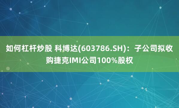 如何杠杆炒股 科博达(603786.SH)：子公司拟收购捷克IMI公司100%股权